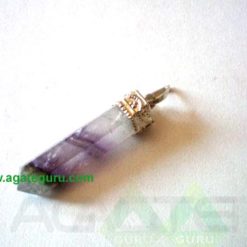 Amethyst Faceted Silver Metal Pencil Pendent