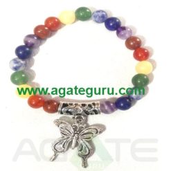 7 Chakra Beads with Butterfly Bracelet