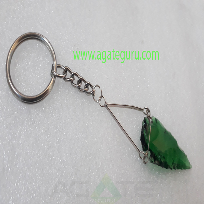 Green-Glass-Arrowhead-Keychain