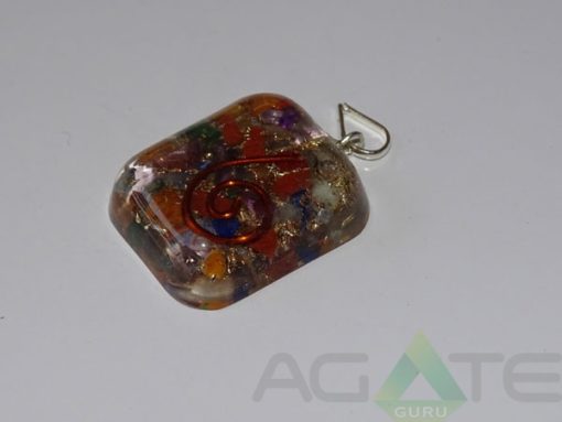 Mix Chakra Stone Orgone Rounded Square Pendent