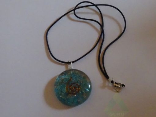 Sapphire Orgone Disc Pendent With Cord