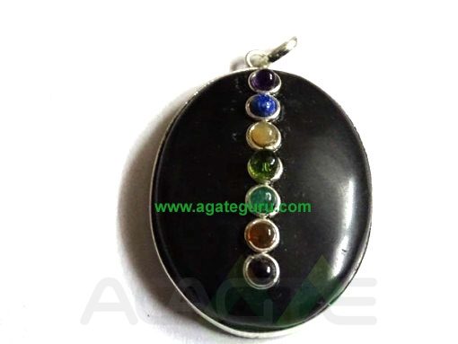 Black Agate Oval Pendent