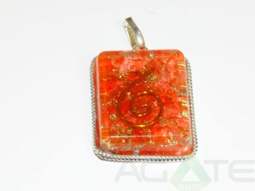 Red Square Orgone Pendant With Chain