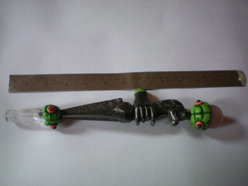 Vajra Healing Stick With 7INCH Iron Vajra Crystal Quartz Obelisk And Chakra Cabs With Rose Quartz Ball