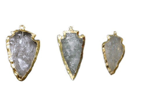 Crystal Quartz Eletroplated arrowhead pendant