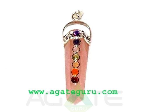 Rose Quartz Seven Chakra Bridge Pendant