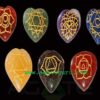 Heart Shaped Seven Chakra Stone Symbol Engraved Set