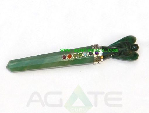 Green Aventurian Chakra Angel Wands Wholesale Chakra Angel healing wands Chakra healing wand supplier