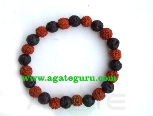 Lava & Rudraksha Beads Bracelet