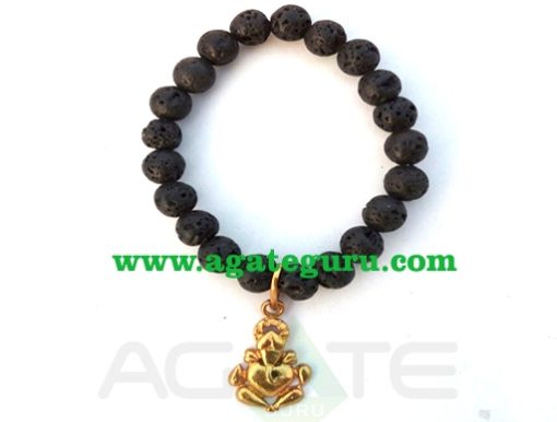 Ganesha Lava Beads Bracelet : Power Bracelet