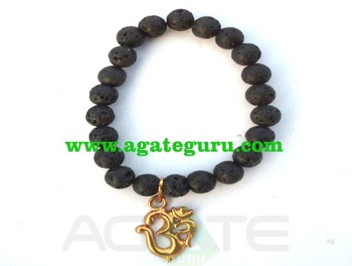 Lava Beads With Om Bracelet : Healing Stone Bracelets