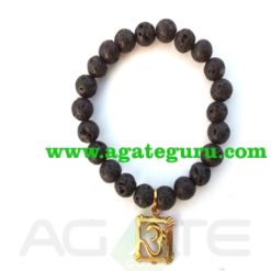 Lava Beads With Om Bracelet : Gemstone Healing Bracelets