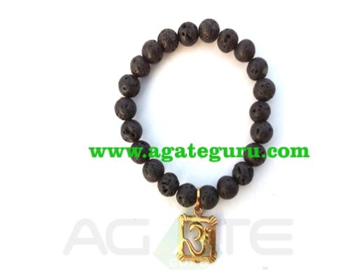 Lava Beads With Om Bracelet : Gemstone Healing Bracelets