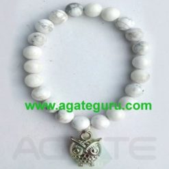 Howlite With Owl Face Braclets : Wholesale Chakra Healing Bracelet