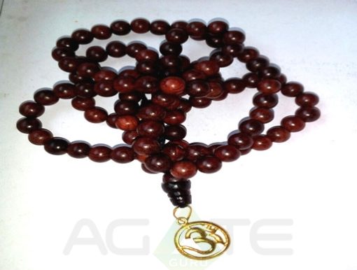 sandal wood beads with golden om jaap mala