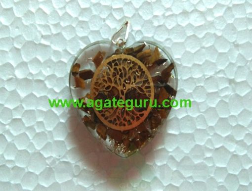 Tiger Eye Flower of Life Stone Pendant