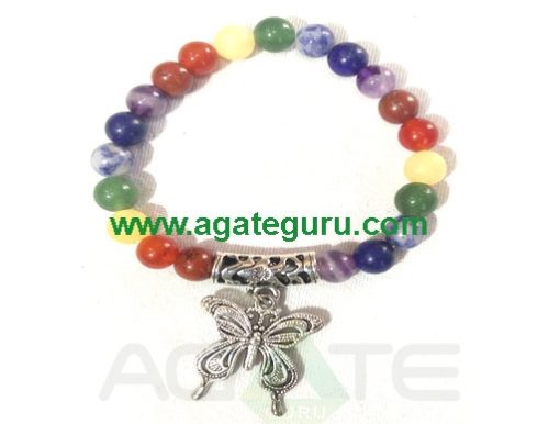 7 Chakra Beads with Butterfly Bracelet