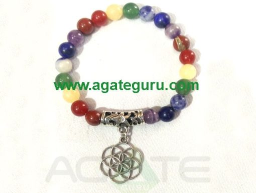 Flower Of Life 7 Chakra Beads Bracelet