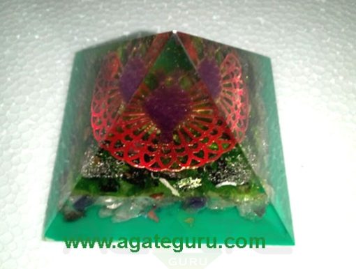 Flower Of Life Green Jade Orgone Pyramid